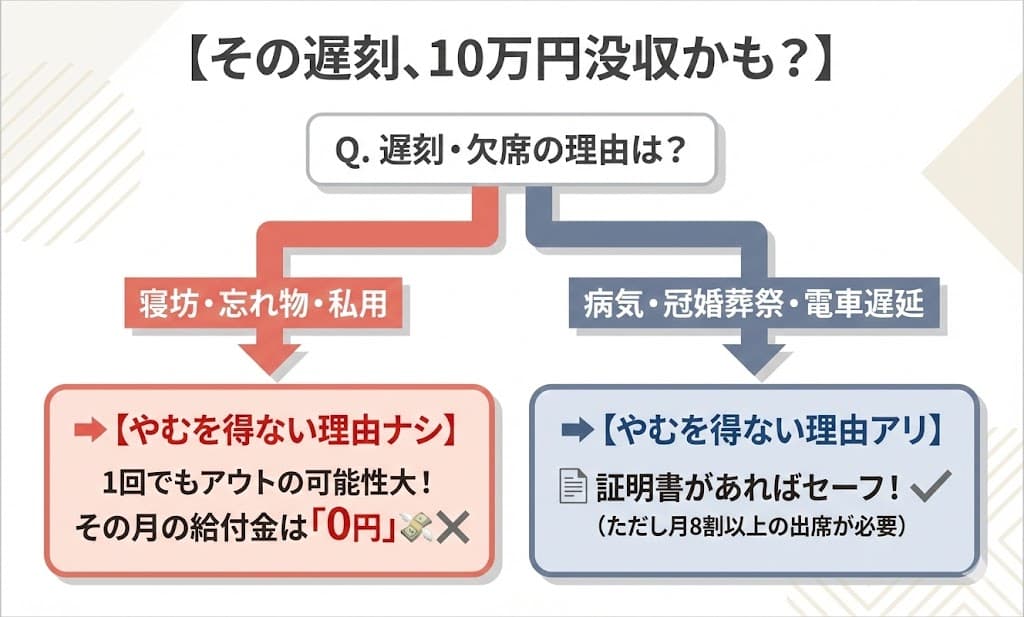 その遅刻、10万円没収かも？職業訓練受講給付金