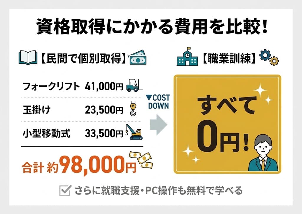 民間 vs 職業訓練 費用比較図