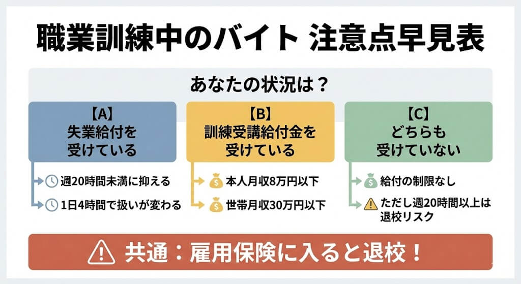 職業訓練中のバイト 注意点早見表