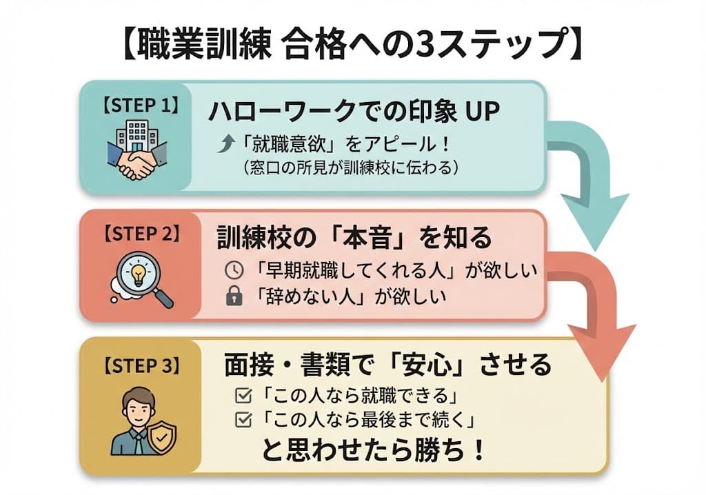 職業訓練合格への3ステップ