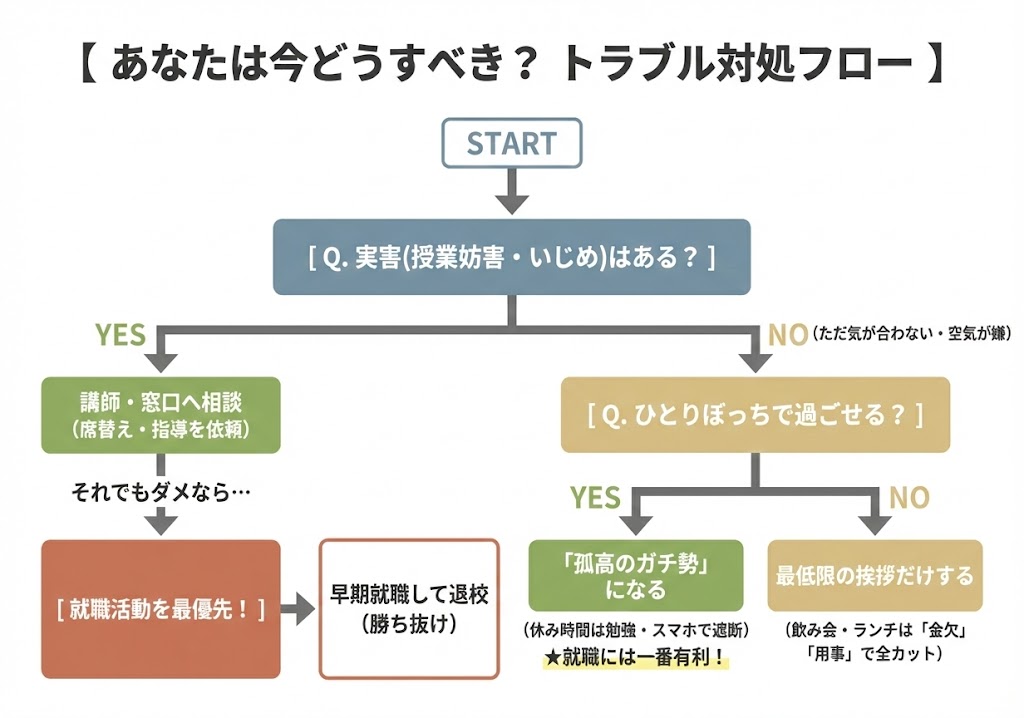 あなたは今どうすべき？職業訓練トラブル対処フロー