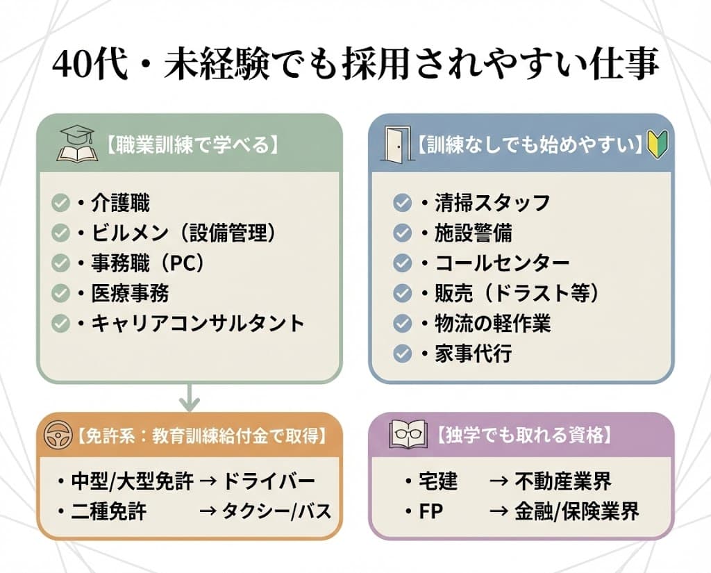 40代が未経験でも採用されやすい仕事マップ