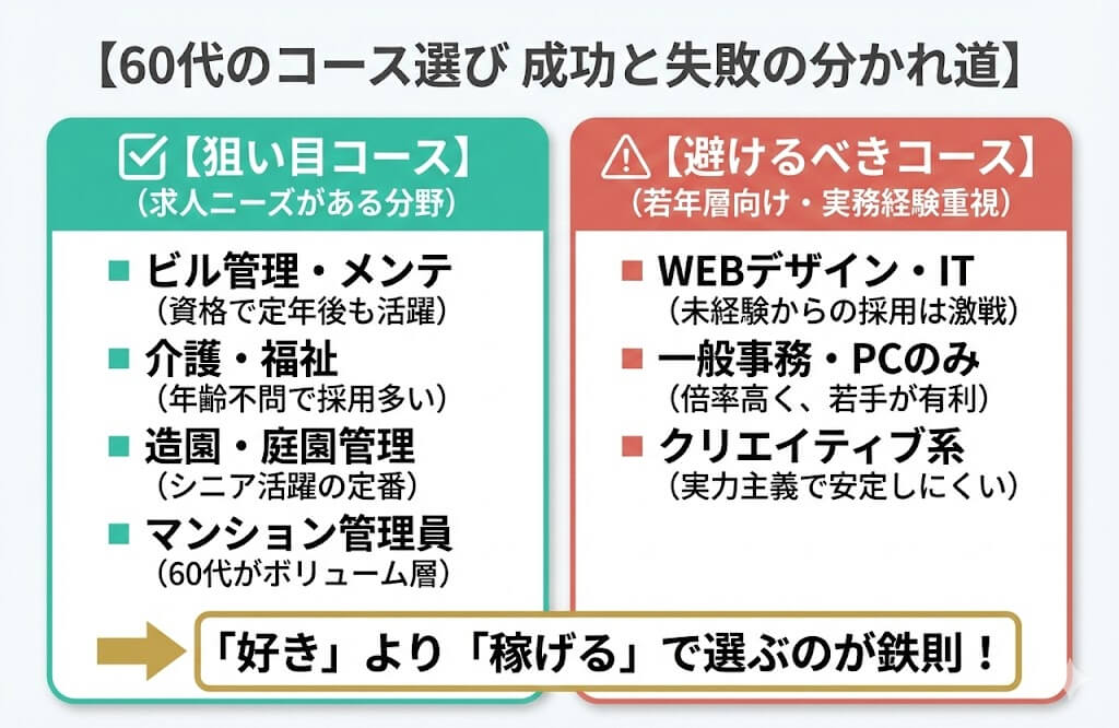 60代のコース選び 成功と失敗の分かれ道