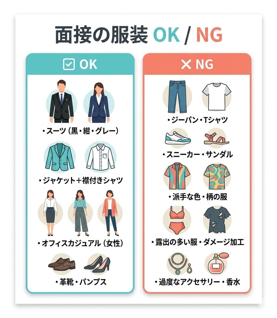 男女別・OK/NG 服装チェック図