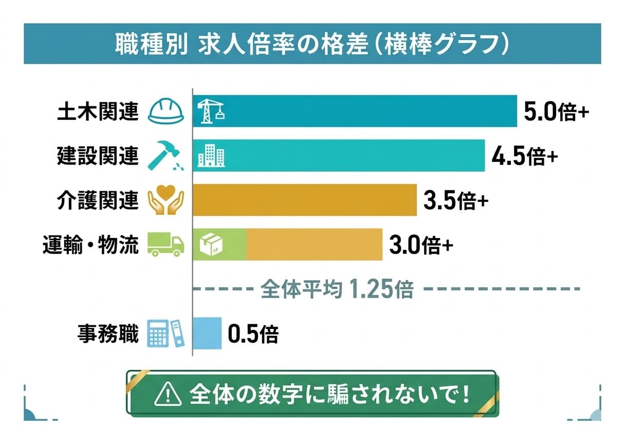 職種別・求人倍率の格差図